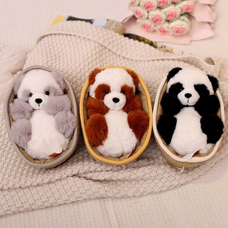 Plush panda with removable basket – softly stuffed and decorative – 20 cm