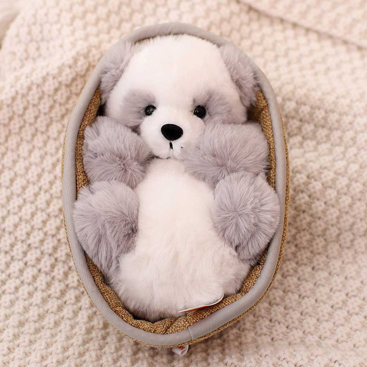 Plush panda with removable basket – softly stuffed and decorative – 20 cm