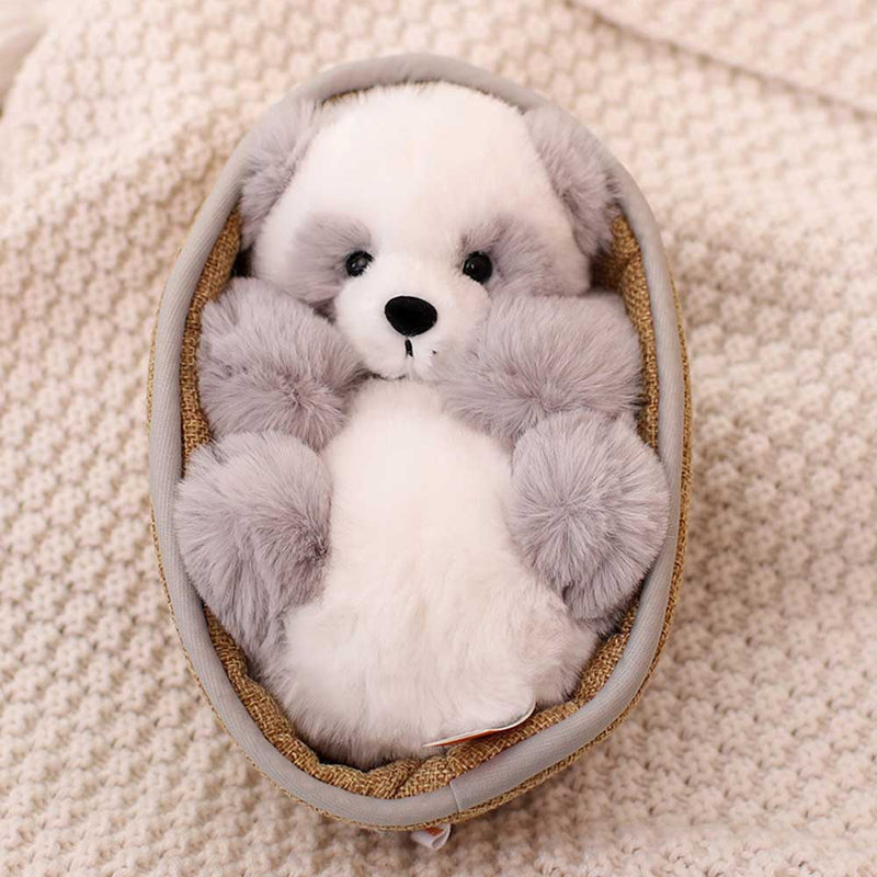 Plush panda with removable basket – softly stuffed and decorative – 20 cm