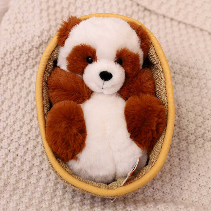 Plush panda with removable basket – softly stuffed and decorative – 20 cm