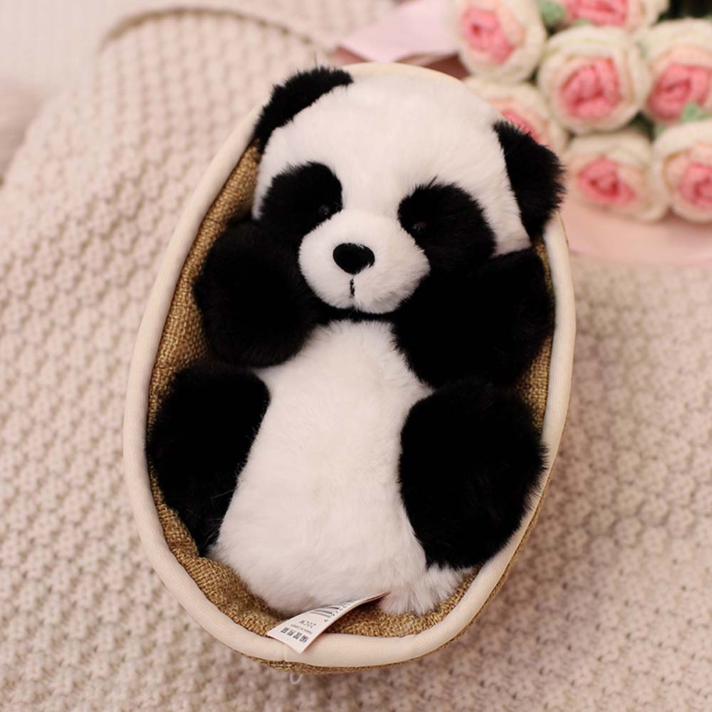 Plush panda with removable basket – softly stuffed and decorative – 20 cm
