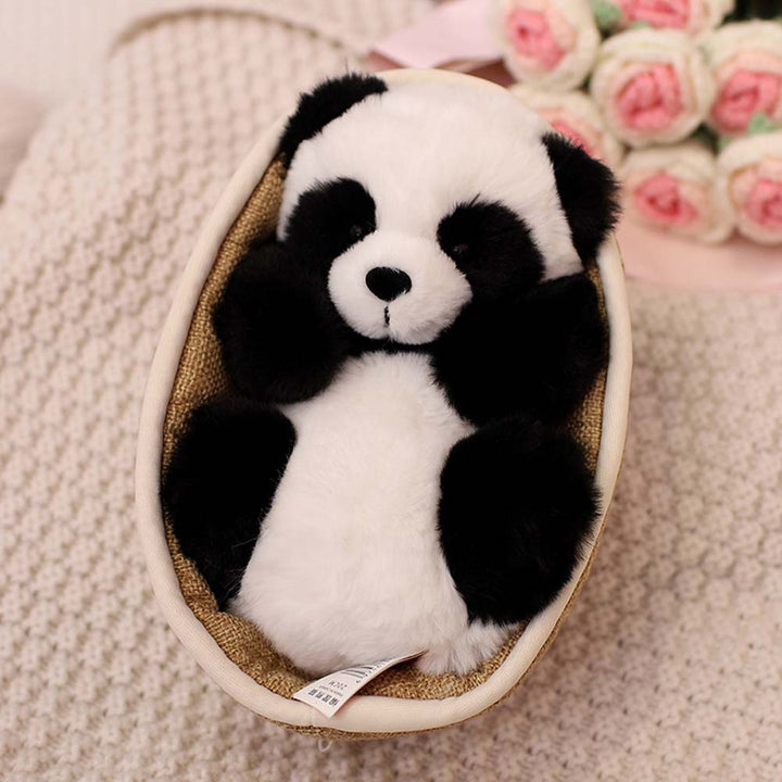 Plush panda with removable basket – softly stuffed and decorative – 20 cm