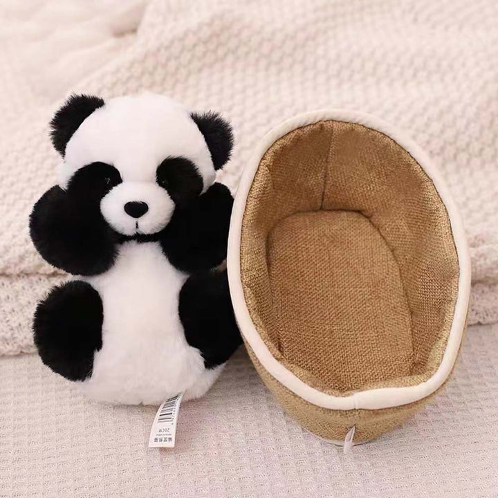 Plush panda with removable basket – softly stuffed and decorative – 20 cm