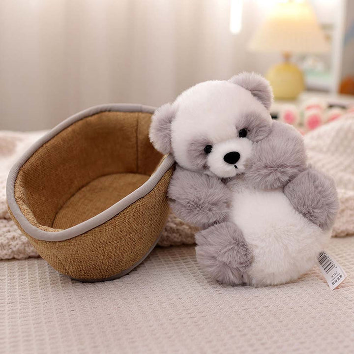 Plush panda with removable basket – softly stuffed and decorative – 20 cm