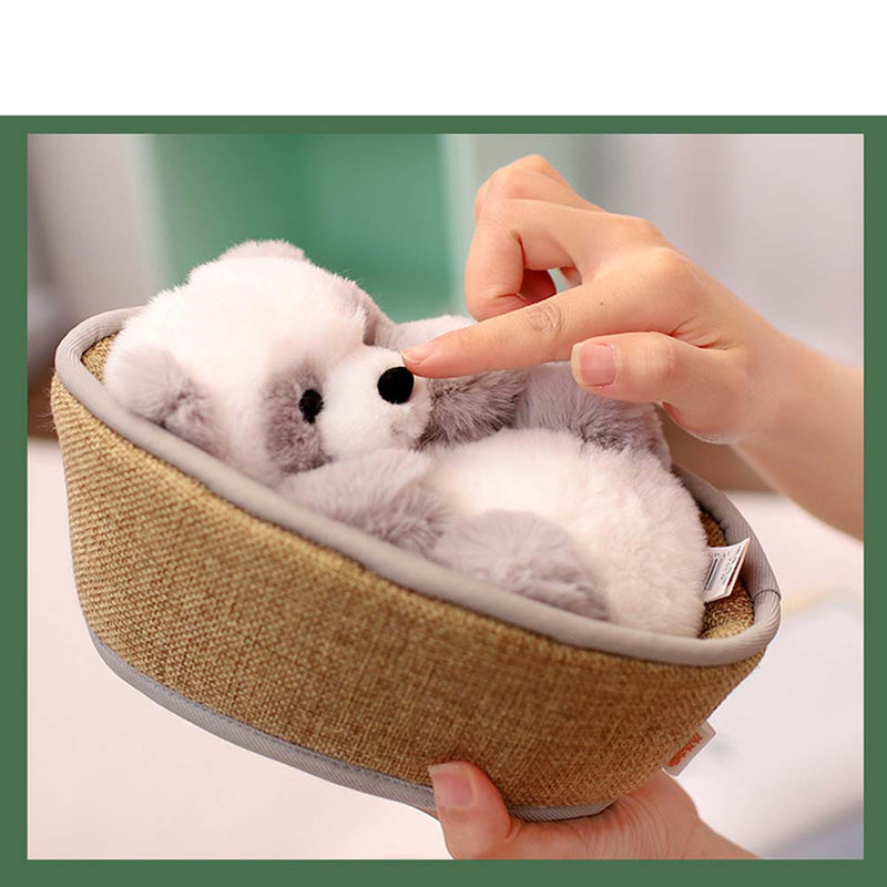 Plush panda with removable basket – softly stuffed and decorative – 20 cm