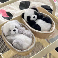 Plush panda with removable basket – softly stuffed and decorative – 20 cm