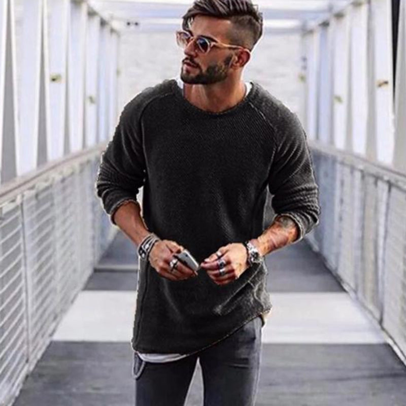 KenziesShirt | Long Jersey with Round Neck for Men | Casual & Stylish-Black-S-State of Style