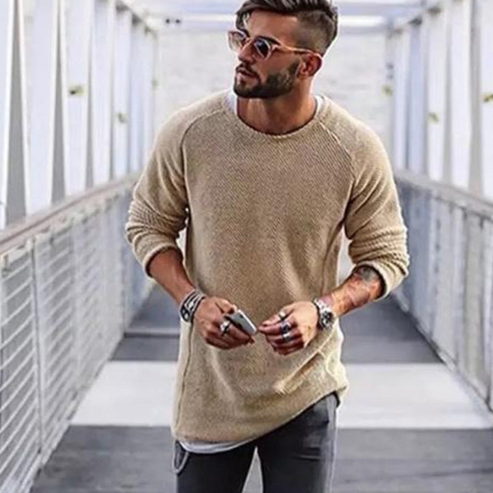 KenziesShirt | Long Jersey with Round Neck for Men | Casual & Stylish-Khaki-S-State of Style