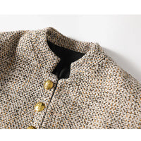 Khaki Vest with Long Sleeves and Button Closure - Elara-L-State of Style