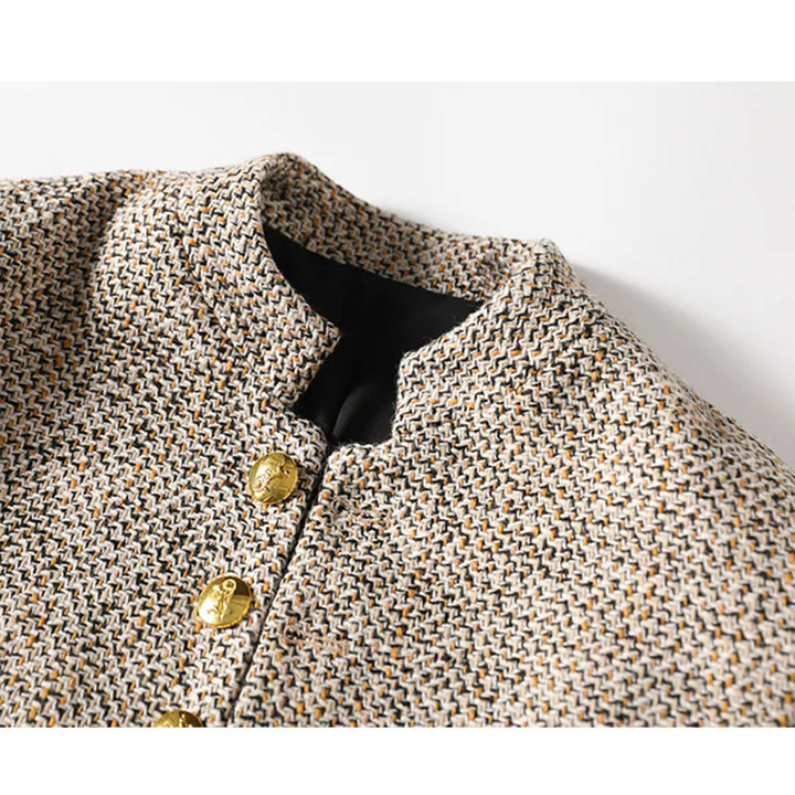 Khaki Vest with Long Sleeves and Button Closure - Elara-L-State of Style