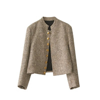 Khaki Vest with Long Sleeves and Button Closure - Elara-M-State of Style