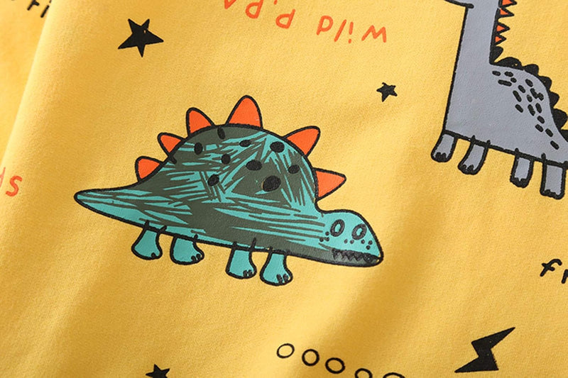 Kids Set: Dinosaur Print Boys Clothing Set-Yellow-1-2 Years Old-State of Style