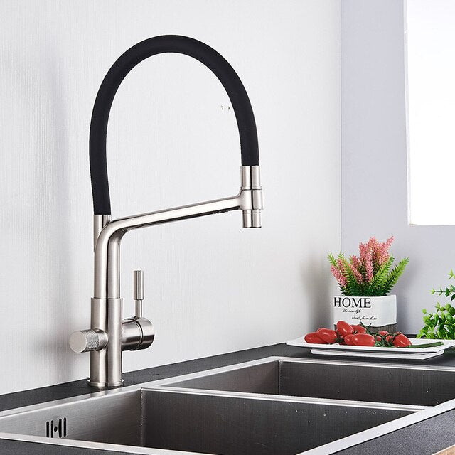 Kitchen Tap with Double Outlet and Water Filtration - PureFlow Duo-Chromium-State of Style