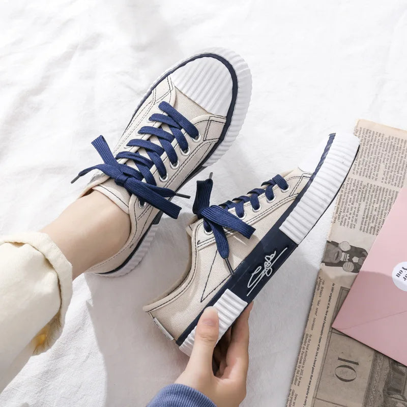 Kitty Kickers Sneakers – Sporty & Stylish Canvas Shoes for Everyday Wear-Beige-6.5 (23.5cm)-State of Style