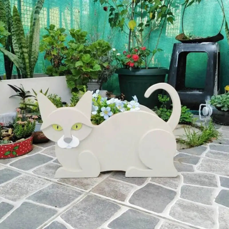 KittyKraft Cat-Shaped DIY Garden Pot-White-State of Style