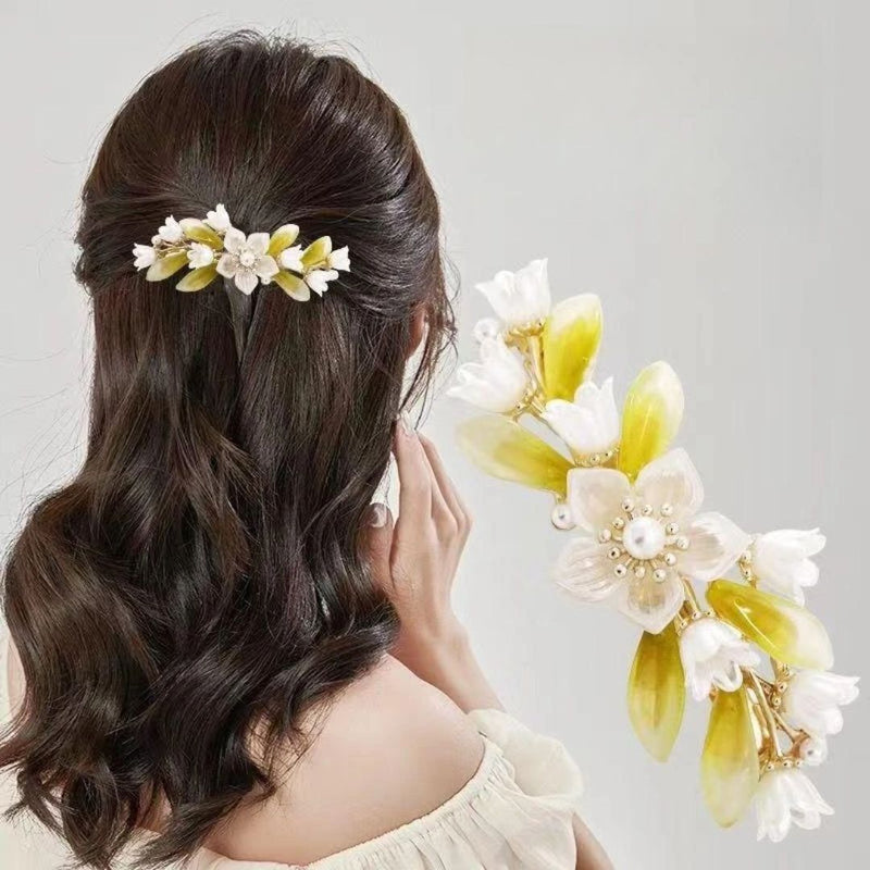 Klarissa Traditional Hair Accessory – Vintage Lily & Pearl Hairpin-Blue-State of Style