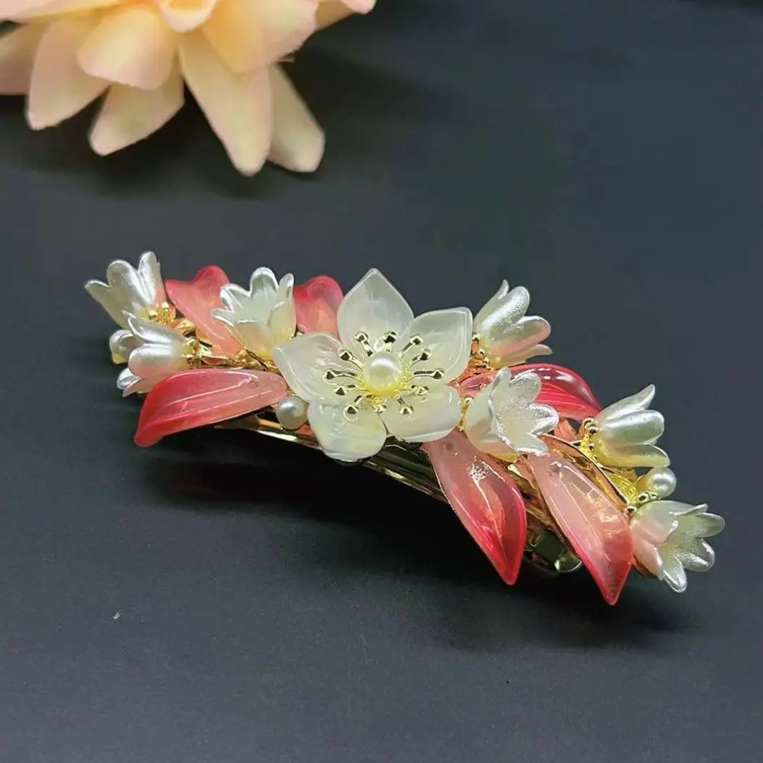 Klarissa Traditional Hair Accessory – Vintage Lily & Pearl Hairpin-Pink-State of Style