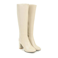 Knee-High Women's Boots with Heel - Sienna-Beige-4-State of Style