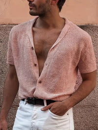 KNITTED BUTTONED SHIRT | COSY & STYLISH-Salmon Pink-Triple extra large-State of Style