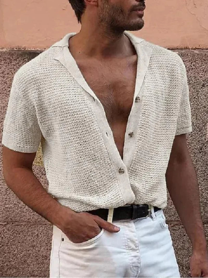 KNITTED BUTTONED SHIRT | COSY & STYLISH-White-Triple extra large-State of Style