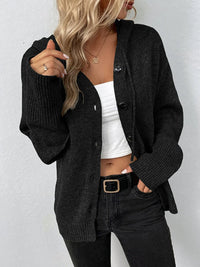 Knitted Cardigan with Hood - Mila-Black-S-State of Style