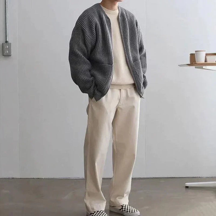 Knitted Jacket with Zip - Milan-Grey-XS-State of Style