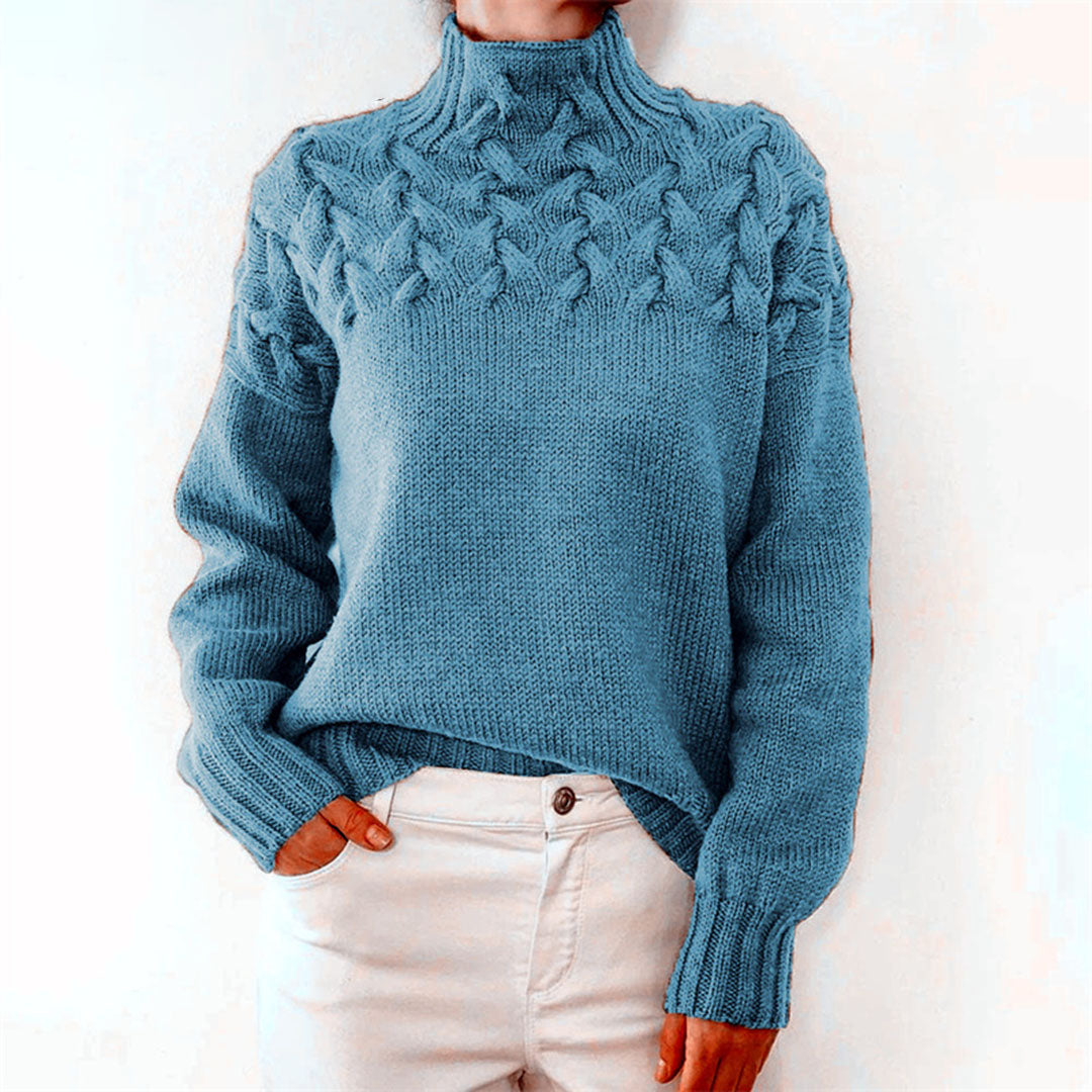 Knitted Ladies' Turtleneck - Isabelle-Light Blue-S-State of Style