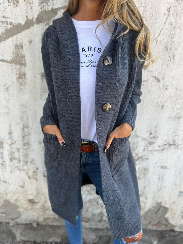 Knitted Long Women's Cardigan with Hood - Liv-Grey-S-State of Style