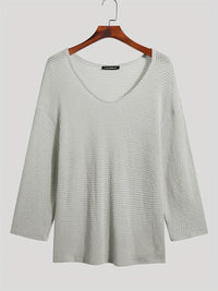 Knitted Men's Top with V-Neck and Long Sleeves – Eliott-Blue-S-State of Style