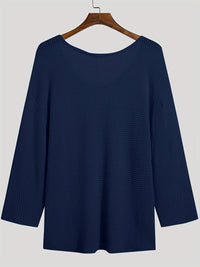 Knitted Men's Top with V-Neck and Long Sleeves – Eliott-Blue-S-State of Style