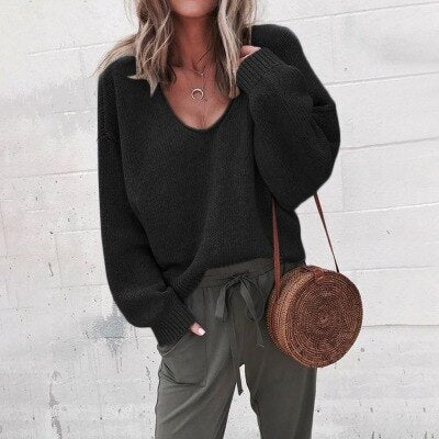 Knitted Oversized Ladies Sweater - Aurora-Black-S-State of Style
