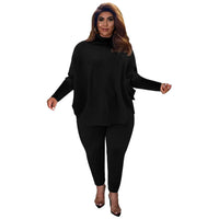 Knitted Plus-Size 2-Piece Lounge Set-Black-L-State of Style