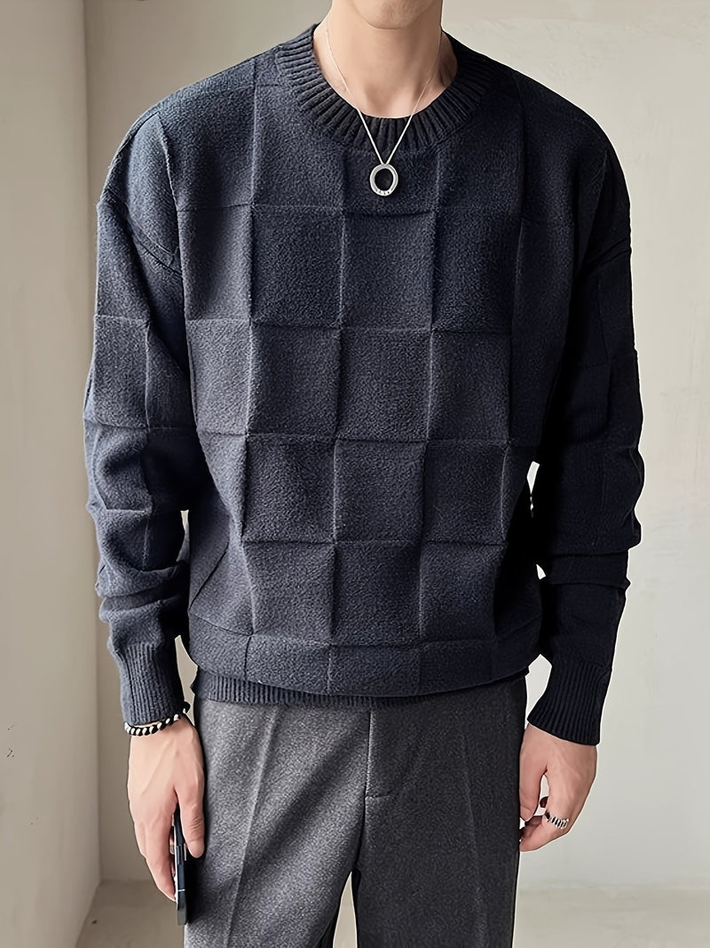 Knitted Sweater with Round Neck and Stretch - Caleb-White-M-State of Style