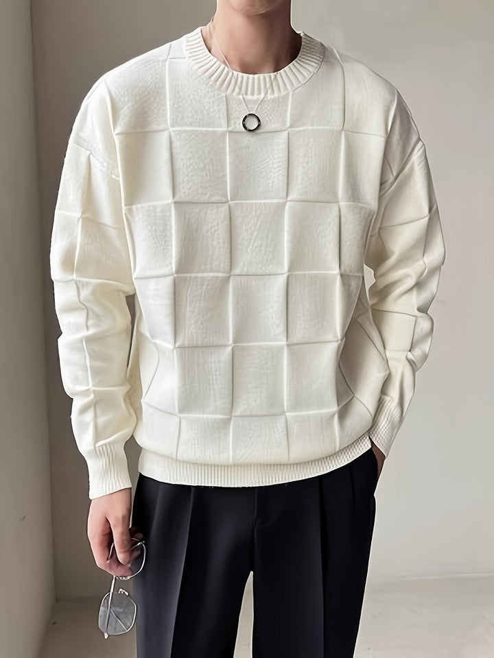 Knitted Sweater with Round Neck and Stretch - Caleb-White-M-State of Style