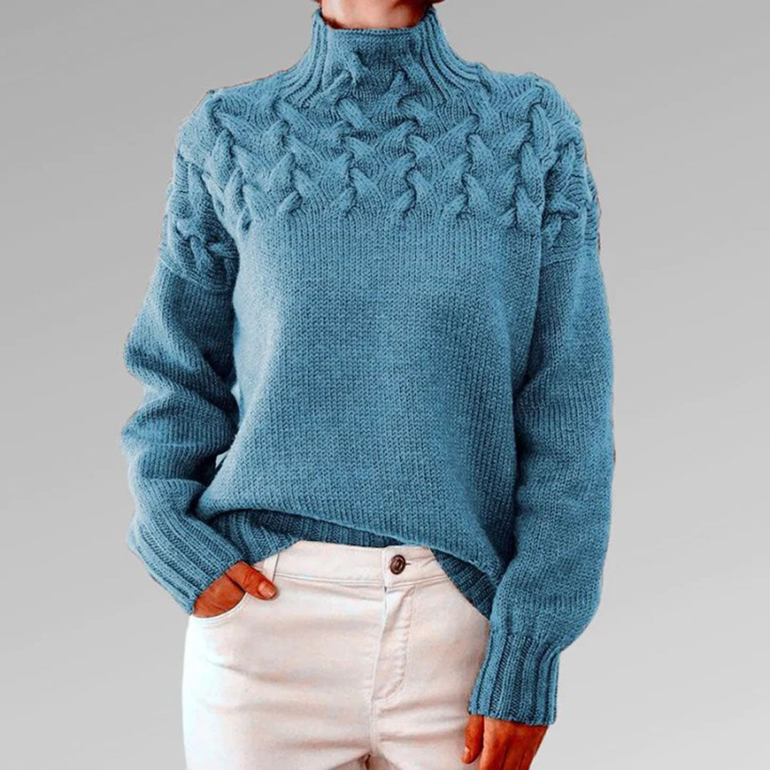 Knitted turtlenecks for women - Elara-Heavenly Blue-S-State of Style