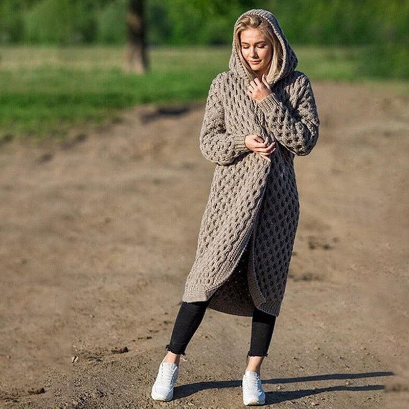 Knitted Warm and Soft Cardigan - Emma-Khaki-S-State of Style
