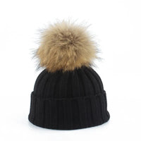 Knitted Winter Pom-Pom Hat - Felina-Black-State of Style