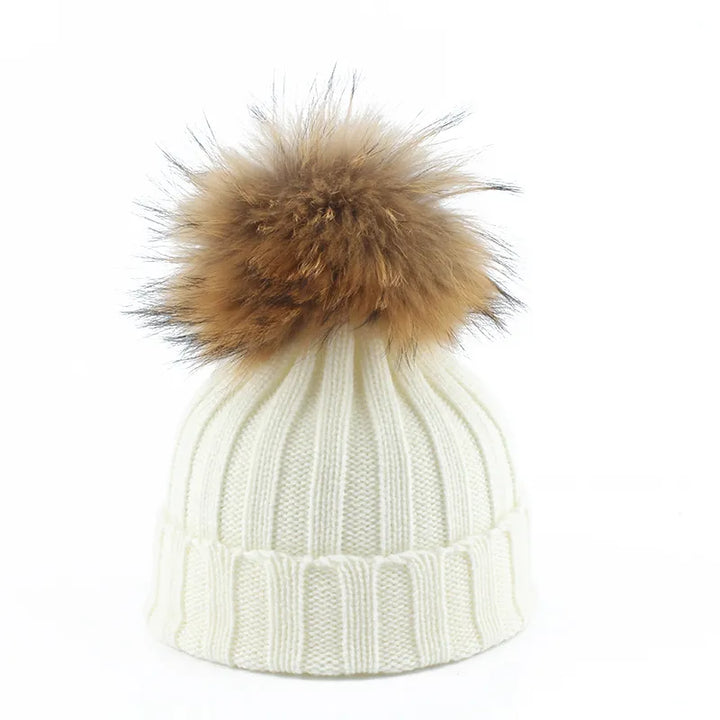 Knitted Winter Pom-Pom Hat - Felina-White-State of Style