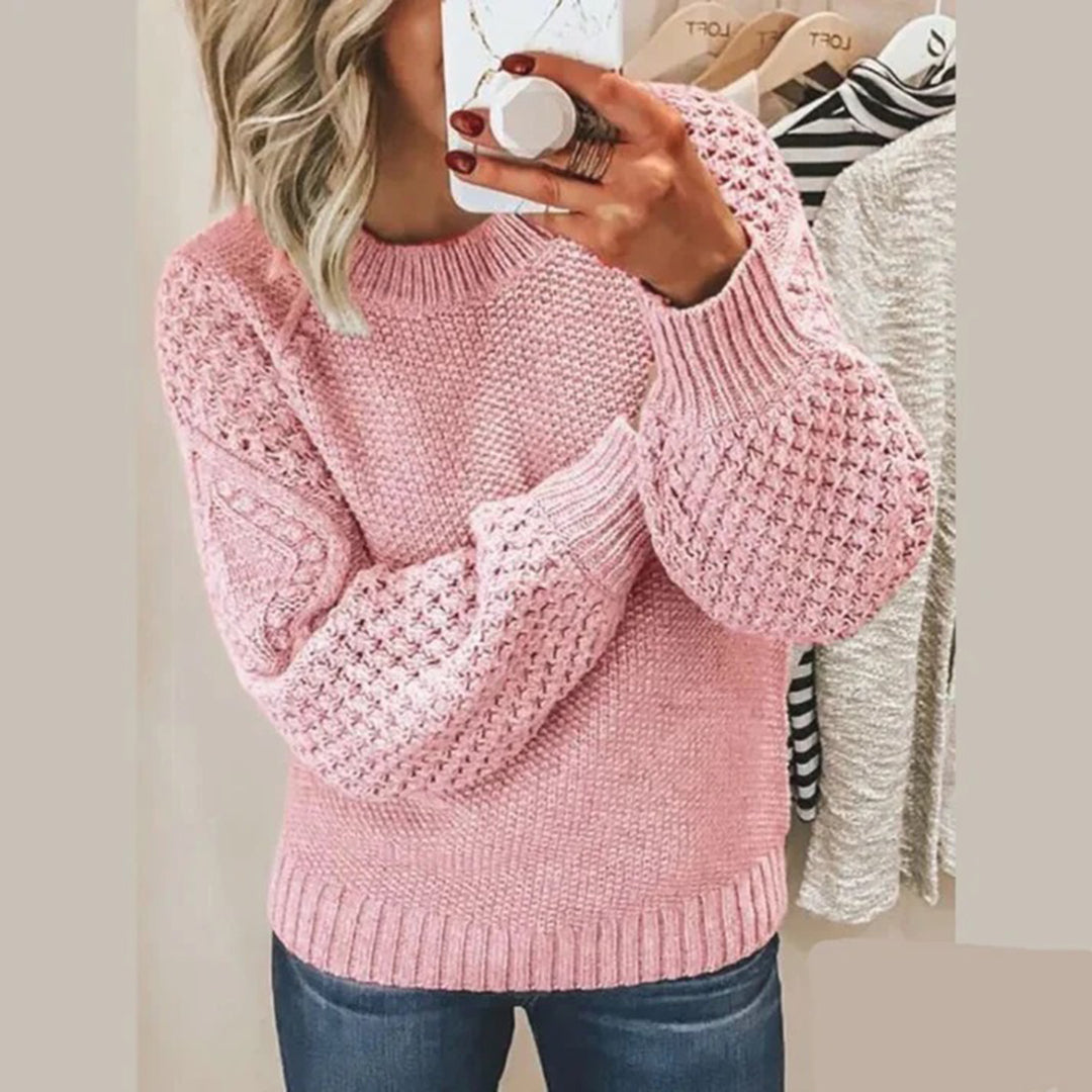 Knitted Women's Sweater - Elina-Pink-S-State of Style