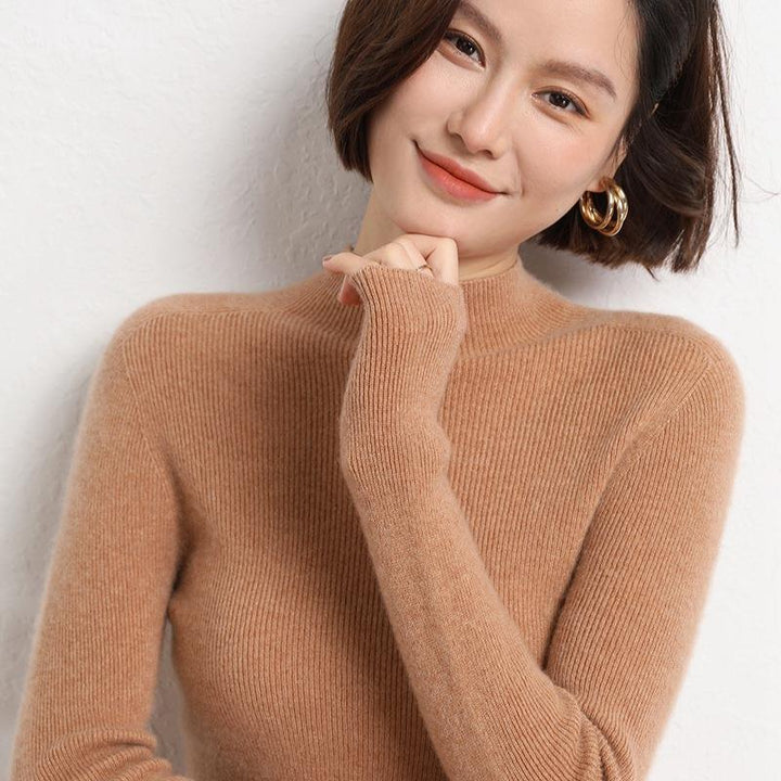 Knitted Women's Sweater with Half Polo - Sophie-Black-S-State of Style