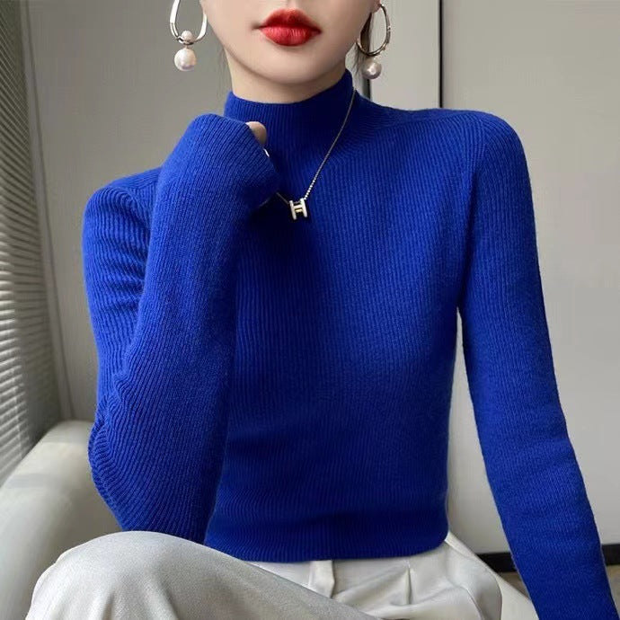 Knitted Women's Sweater with Half Polo - Sophie-Deep Blue-S-State of Style
