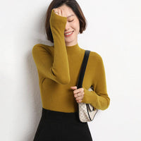 Knitted Women's Sweater with Half Polo - Sophie-Ochre Yellow-S-State of Style
