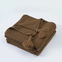 Knitted Wool Blanket with Tassels - NordicCozy-Brown-110x150cm-State of Style