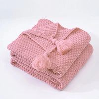 Knitted Wool Blanket with Tassels - NordicCozy-Pink-110x150cm-State of Style