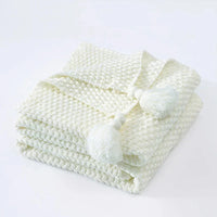 Knitted Wool Blanket with Tassels - NordicCozy-White-110x150cm-State of Style
