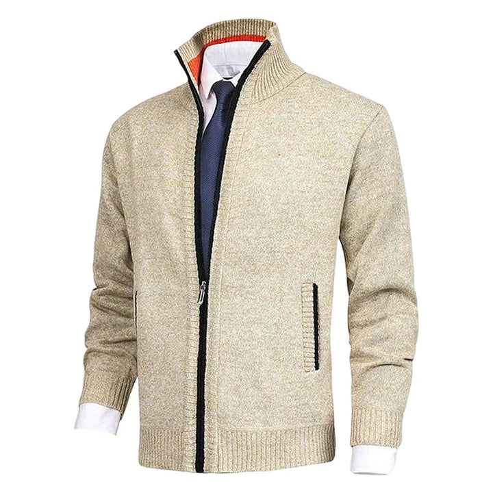 Knitted Zip-Up Vest for Men – Theo-Beige-XS-State of Style