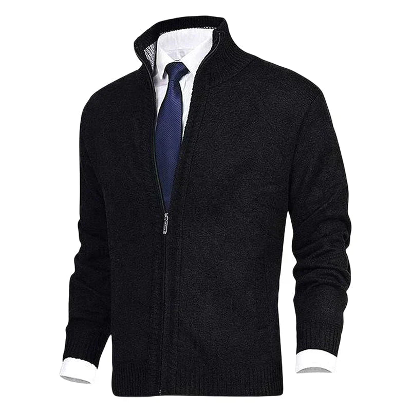 Knitted Zip-Up Vest for Men – Theo-Black-XS-State of Style