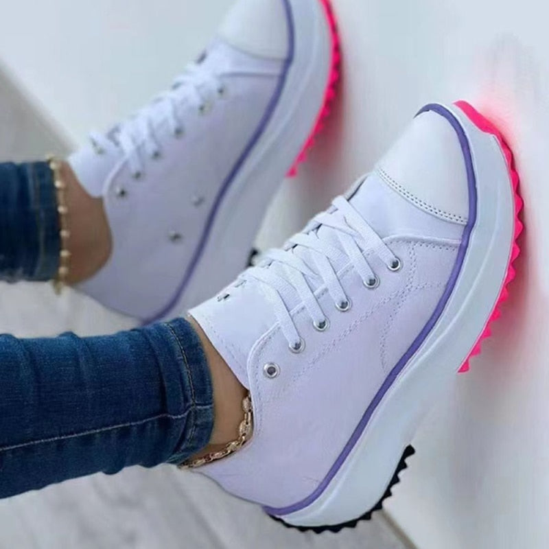 KristiensSneaks | Platform Sneakers for Women | Trendy Elevated Shoes-White-4.5-State of Style