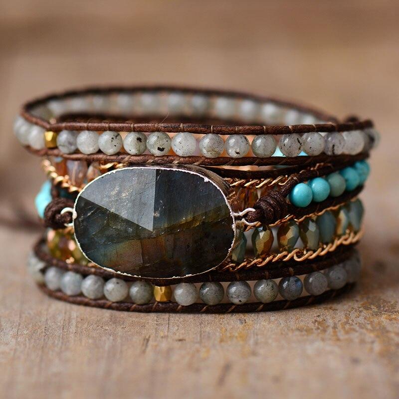 Labradorite Shine Five-Row Wrap Bracelet – Lira-State of Style