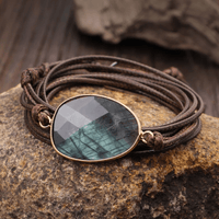 Labradorite Wrap Bracelet - Lunaria-Dark Brown-State of Style
